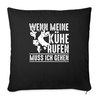 Kuh Bauernhof Kuhbauer Landwirt Rind Kühe - Sofakissenbezug 45 x 45 cm - Schwarz - Vorne