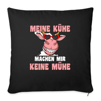 Kuh Bauernhof Kuhbauer Landwirt Rind Kühe - Sofakissenbezug 45 x 45 cm - Schwarz - Vorne