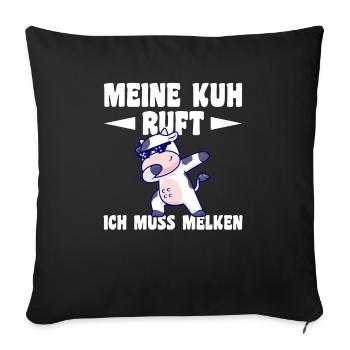 Kuh Bauernhof Kuhbauer Landwirt Rind Kühe - Sofakissenbezug 45 x 45 cm - Schwarz - Vorne
