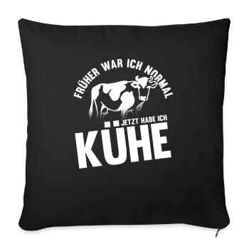 Kuh Bauernhof Kuhbauer Landwirt Rind Kühe - Sofakissenbezug 45 x 45 cm - Schwarz - Vorne