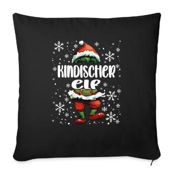 Weihnachtsoutfit Kindischer Elf - Sofakissenbezug 45 x 45 cm - Schwarz - Vorne