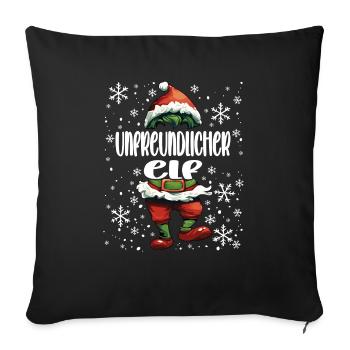 Weihnachtsoutfit Unfreundlicher Elf - Sofakissenbezug 45 x 45 cm - Schwarz - Vorne