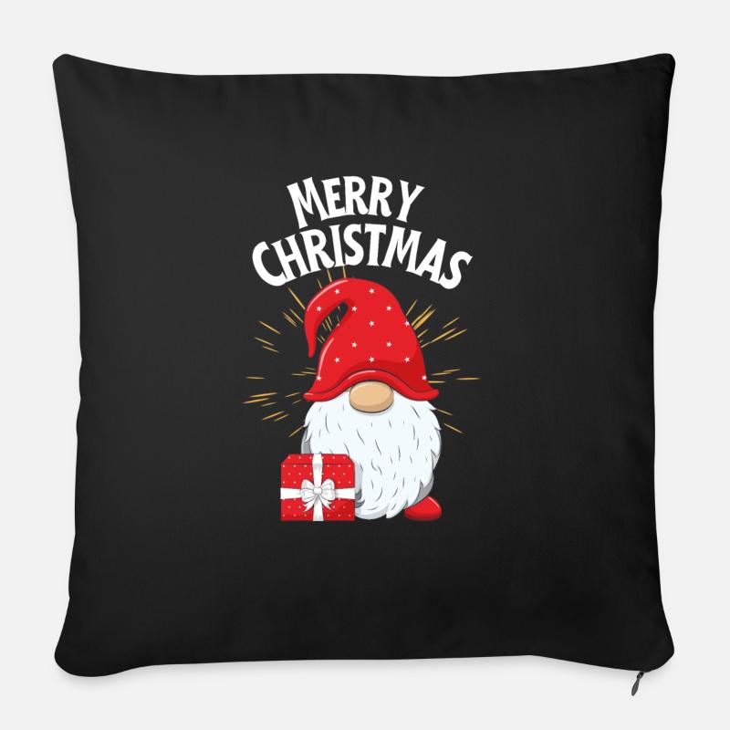 Merry Christmas Zwerg - Sofakissenbezug 45 x 45 cm - Schwarz