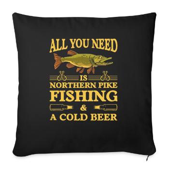 Pêcheur Pêcheur Pêcheur Brochet nordique - Housse de coussin décorative 45 x 45 cm - noir - Devant
