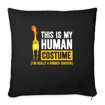 Rubber Chicken Costume Toy Rubber Chicken - Sofa pillowcase 17,3'' x 17,3'' (45 x 45 cm) - black - Front
