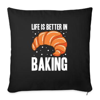 Cuisson du pain Boulangerie Boulangerie Fabrication du pain - Housse de coussin décorative 45 x 45 cm - noir - Devant