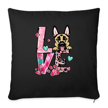Collie bernois chien j’aime mon chien Saint-Valentin - Housse de coussin décorative 45 x 45 cm - noir - Devant