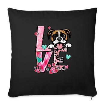 Chien Boxer J’aime Mon Chien Saint Valentin - Housse de coussin décorative 45 x 45 cm - noir - Devant