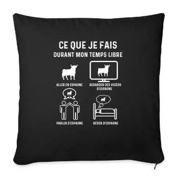 espagne taureau temps libre cadeau - Housse de coussin décorative 45 x 45 cm - noir - Devant