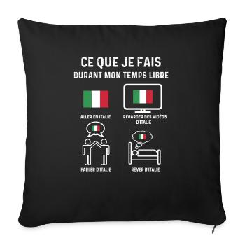 italie drapeau temps libre cadeau - Housse de coussin décorative 45 x 45 cm - noir - Devant