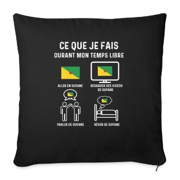 guyane 973 temps libre cadeau - Housse de coussin décorative 45 x 45 cm - noir - Devant