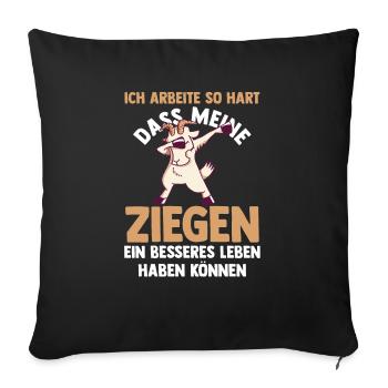 Ziege Ziegenbauer Bauernhof Landwirt Bauer Ziegen - Sofakissenbezug 45 x 45 cm - Schwarz - Vorne