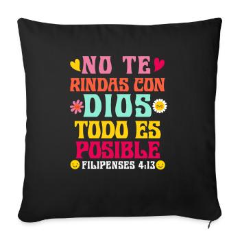 Camiseta Cristiana Para Mujer En Espanol Spanish - Sofa pillowcase 17,3'' x 17,3'' (45 x 45 cm) - black - Front