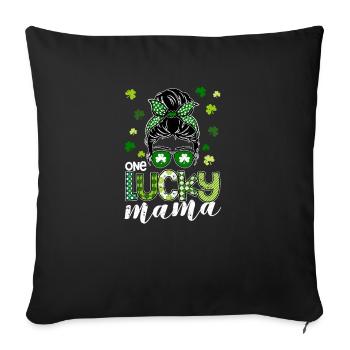 Eine glückliche Mama St. Patricks Day Kleeblätter - Sofakissenbezug 45 x 45 cm - Schwarz - Vorne