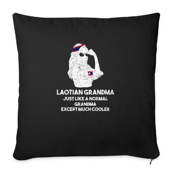 Laos Laote Laoten grand-mère Lao I cadeau - Housse de coussin décorative 45 x 45 cm - noir - Devant