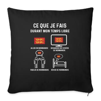 normandie drapeau temps libre cadeau - Housse de coussin décorative 45 x 45 cm - noir - Devant