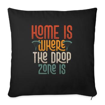 La maison est là où la zone de largage est parachutiste parachute - Housse de coussin décorative 45 x 45 cm - noir - Devant
