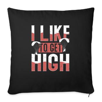 J’aime obtenir un parachute de parachutiste haut - Housse de coussin décorative 45 x 45 cm - noir - Devant