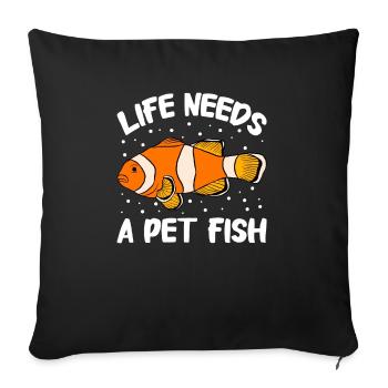 Aquaristics, Fish farming, Aquarists - Sofa pillowcase 17,3'' x 17,3'' (45 x 45 cm) - black - Front