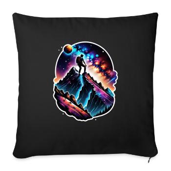 Climbing - Moon - Space - Sofa pillowcase 17,3'' x 17,3'' (45 x 45 cm) - black - Front