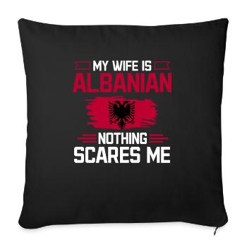 Albanian Flag Albanian Eagle Shqiponja - Sofa pillowcase 17,3'' x 17,3'' (45 x 45 cm) - black - Front