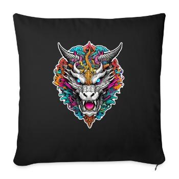 dragon asiatique - japon - chinois - Housse de coussin décorative 45 x 45 cm - noir - Devant
