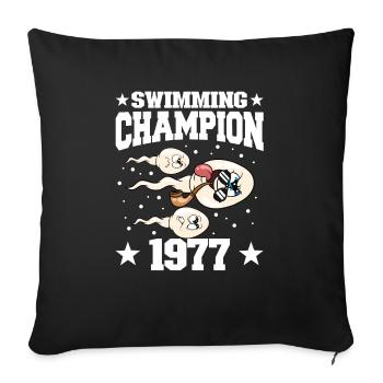 1977 Anniversaire 47 ans - Housse de coussin décorative 45 x 45 cm - noir - Devant