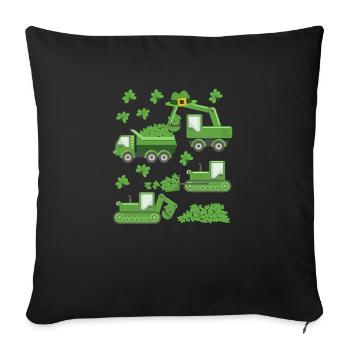 St Patrick's Day Crane Truck Excavator Construction Shamrock - Sofa pillowcase 17,3'' x 17,3'' (45 x 45 cm) - black - Front