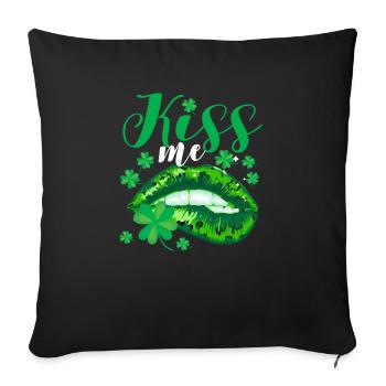 Kiss Me Leopard Lips Irish Leaf Saint Patrick's - Sofa pillowcase 17,3'' x 17,3'' (45 x 45 cm) - black - Front