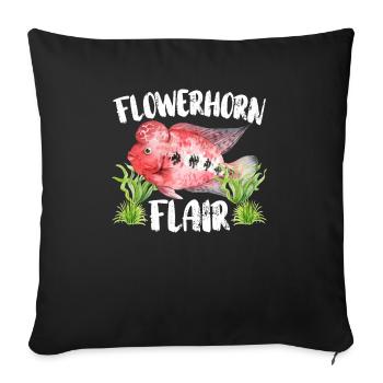 Flowerhorn Fish Lover Freshwater Aquarium Fish - Sofa pillowcase 17,3'' x 17,3'' (45 x 45 cm) - black - Front