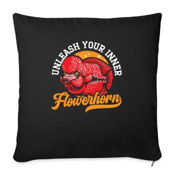 Flowerhorn Fish Lover Freshwater Aquarium Fish - Sofa pillowcase 17,3'' x 17,3'' (45 x 45 cm) - black - Front
