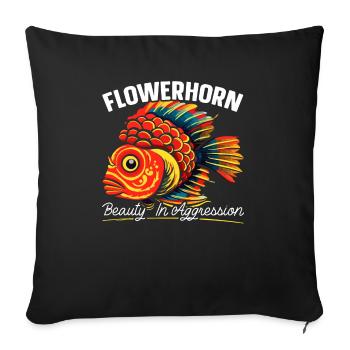 Flowerhorn Fish Lover Freshwater Aquarium Fish - Sofa pillowcase 17,3'' x 17,3'' (45 x 45 cm) - black - Front