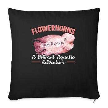 Flowerhorn Fish Lover Freshwater Aquarium Fish - Sofa pillowcase 17,3'' x 17,3'' (45 x 45 cm) - black - Front