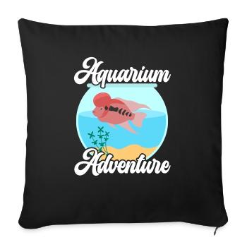Flowerhorn Fish Lover Freshwater Aquarium Fish - Sofa pillowcase 17,3'' x 17,3'' (45 x 45 cm) - black - Front