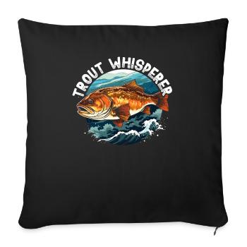 Truite mouchetée Poisson Pêcheur Pêcheur Pêcheur - Housse de coussin décorative 45 x 45 cm - noir - Devant