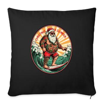 Santa Claus surfing christmas in summer - Sofa pillowcase 17,3'' x 17,3'' (45 x 45 cm) - black - Front