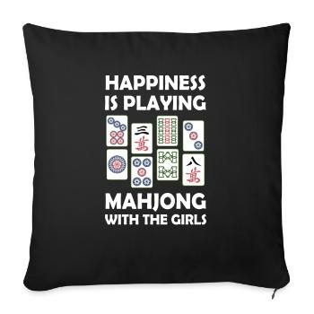 Funny Mahjong Cool Happiness Is Playing Mahjong - Sofa pillowcase 17,3'' x 17,3'' (45 x 45 cm) - black - Front