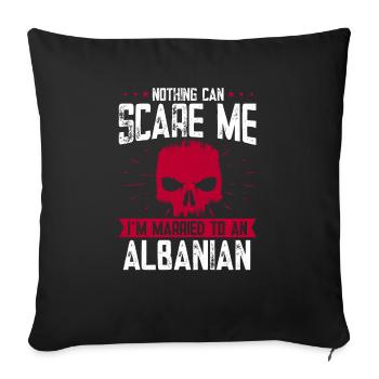 Drapeau albanais Aigle albanais Shqiponja - Housse de coussin décorative 45 x 45 cm - noir - Devant