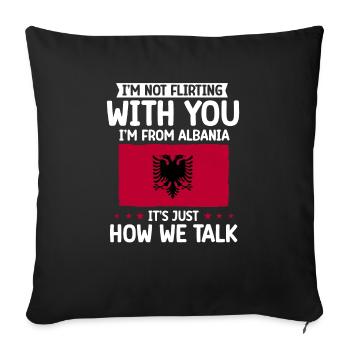 Drapeau albanais Aigle albanais Shqiponja - Housse de coussin décorative 45 x 45 cm - noir - Devant