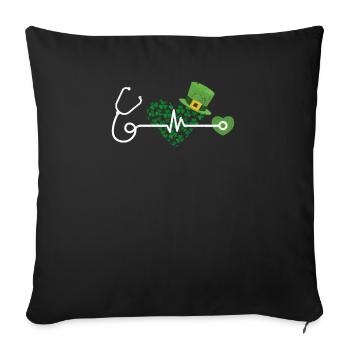 Infirmière St Patrick’s Day Stéthoscope Coeur - Housse de coussin décorative 45 x 45 cm - noir - Devant
