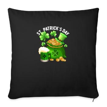 Boire de la bière Joyeux St Patrick’s Day Shamrock - Housse de coussin décorative 45 x 45 cm - noir - Devant