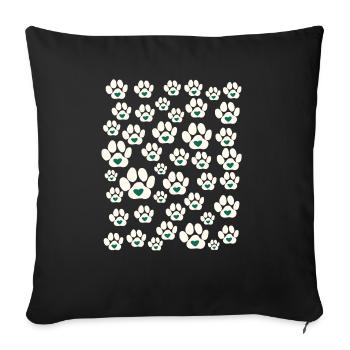 Petits tas de pattes de chiens avec des coeurs - Housse de coussin décorative 45 x 45 cm - noir - Devant