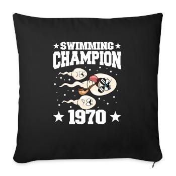 1970 Anniversaire 54 ans - Housse de coussin décorative 45 x 45 cm - noir - Devant
