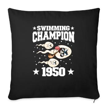 1950 Anniversaire 74 ans - Housse de coussin décorative 45 x 45 cm - noir - Devant