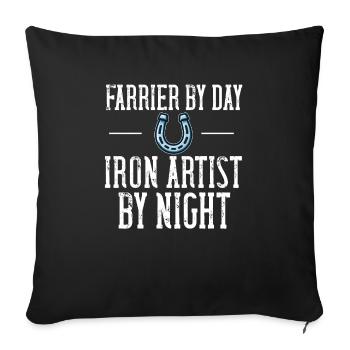 Funny Farrier Horseshoes Horses' Hooves Installer - Sofa pillowcase 17,3'' x 17,3'' (45 x 45 cm) - black - Front