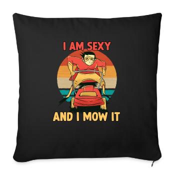 Cadeau de jardinier tondeuse à gazon dire de - Housse de coussin décorative 45 x 45 cm - noir - Devant