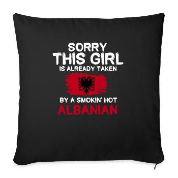 Drapeau albanais Aigle albanais Shqiponja - Housse de coussin décorative 45 x 45 cm - noir - Devant