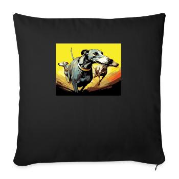 Greyhound Racing Dog Race Greyhound Race Propriétaire de lévrier - Housse de coussin décorative 45 x 45 cm - noir - Devant