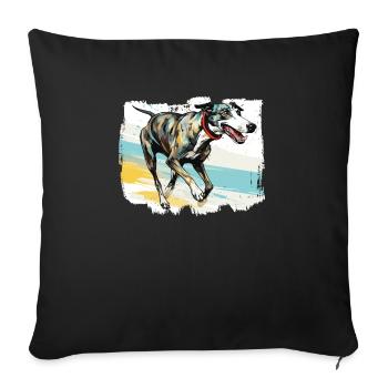 Greyhound Racing Dog Race Greyhound Race Propriétaire de lévrier - Housse de coussin décorative 45 x 45 cm - noir - Devant