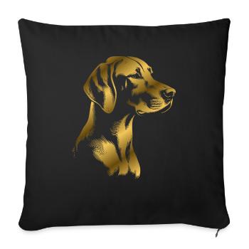 Magyar Vizsla dessin tête or - Housse de coussin décorative 45 x 45 cm - noir - Devant